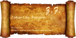 Zakariás Ferenc névjegykártya